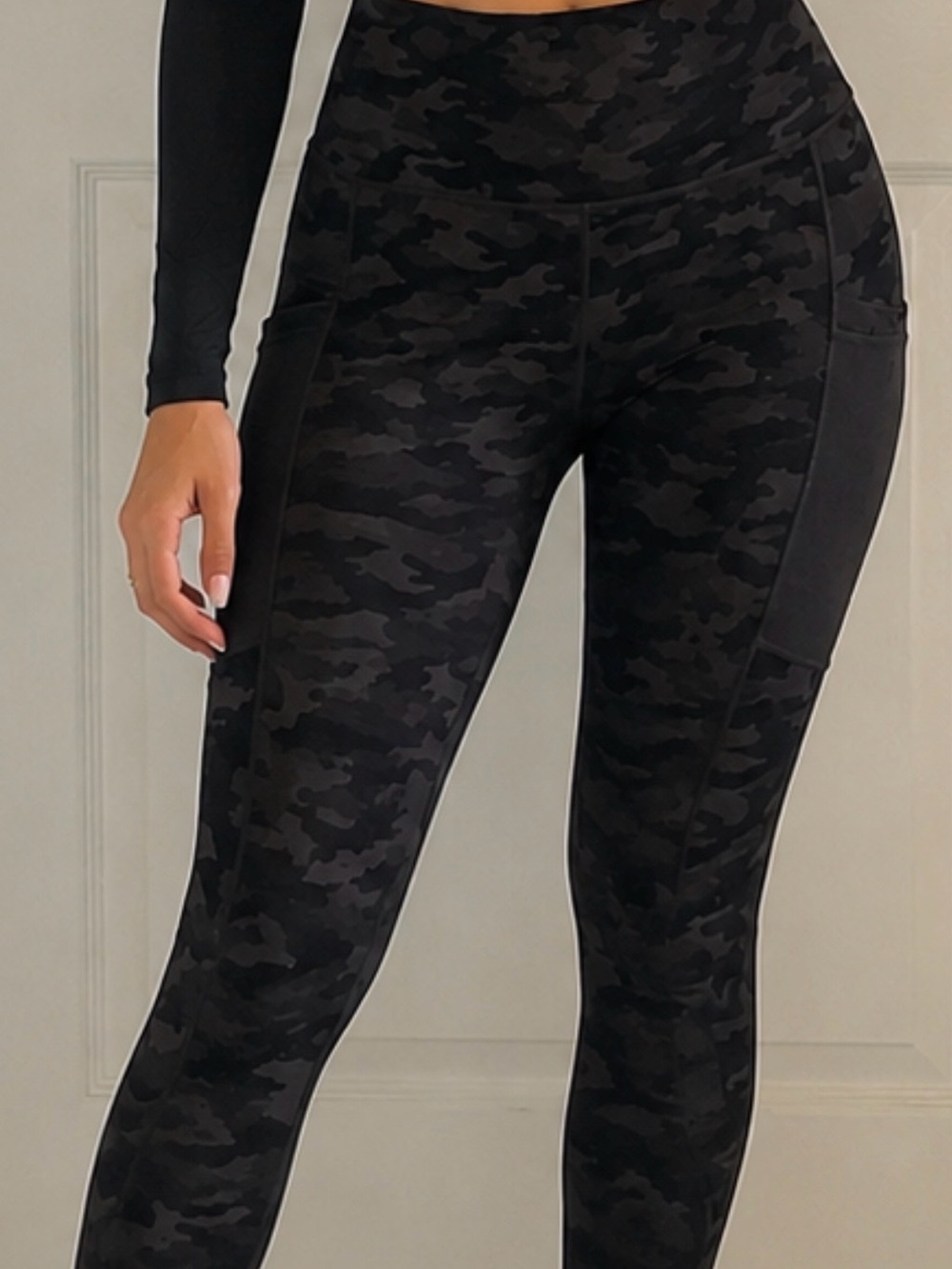 Fabletics Black Camo High-Waist Performance Leggings